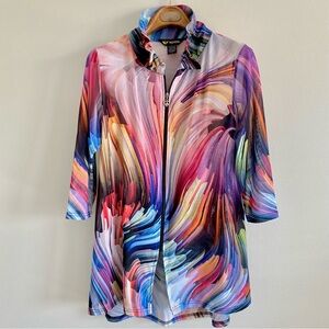 Valentina Sheer Rhinestone Zipper Top Size Small